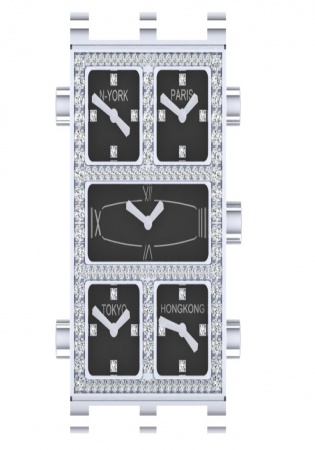 Leonard five time zone js2q6 analog watch swiss made set diamond